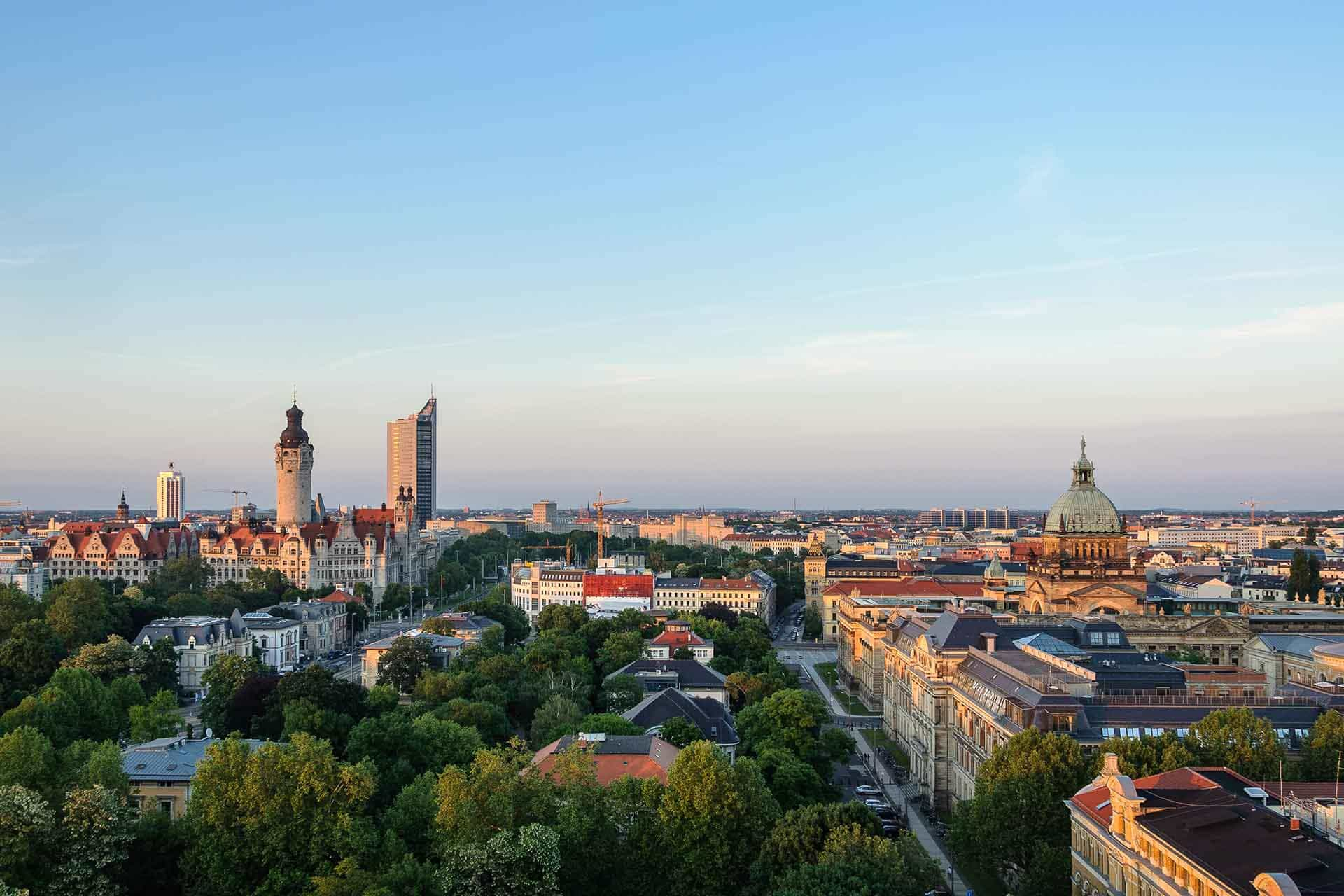 Blick auf Leipzig als Symbolbild für die Immobilienpreise der Stadt